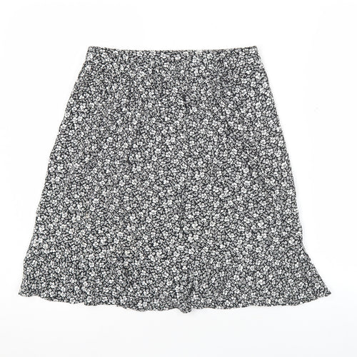 New Look Women's Black Floral Wrap Knee Length Skirt Size 8