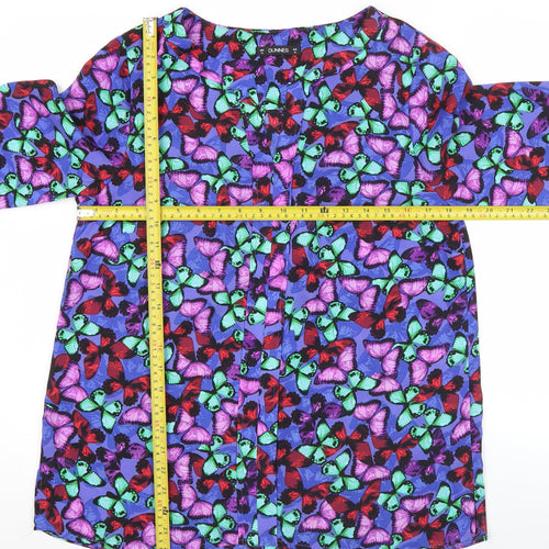 Dunnes Womens Multicoloured Butterfly Blouse Size 14 Tunic Top