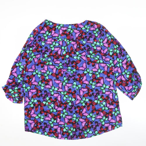 Dunnes Womens Multicoloured Butterfly Blouse Size 14 Tunic Top