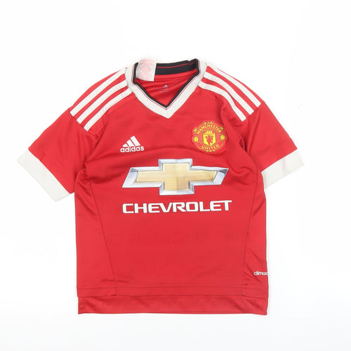 Adidas Boys Red Manchester United Football Jersey 9-10 Years Short Sleeve