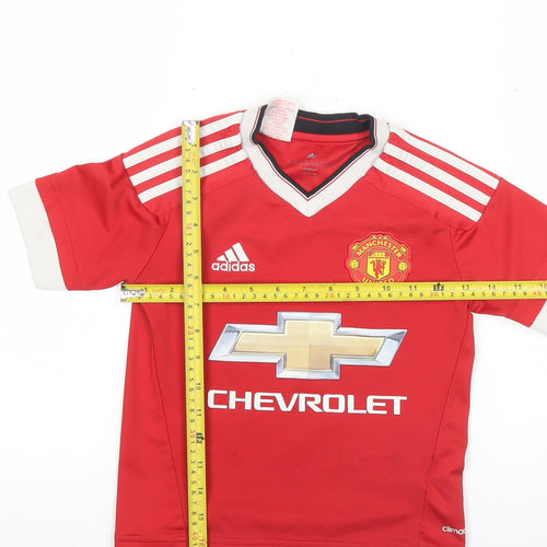 Adidas Boys Red Manchester United Football Jersey 9-10 Years Short Sleeve
