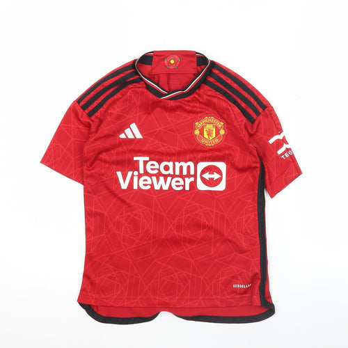 Adidas Boys Red Manchester United Martinez #6 Football Jersey 9-10 Years