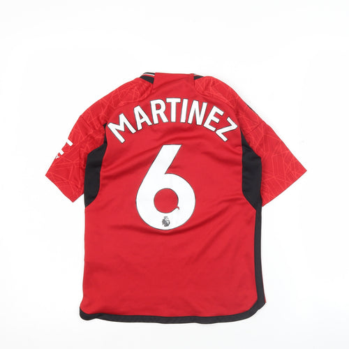 Adidas Boys Red Manchester United Martinez #6 Football Jersey 9-10 Years