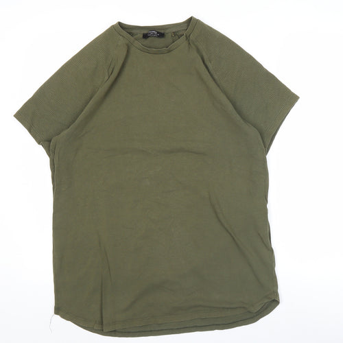Bershka Men's Green L Crew Neck Short Sleeve T-Shirt
