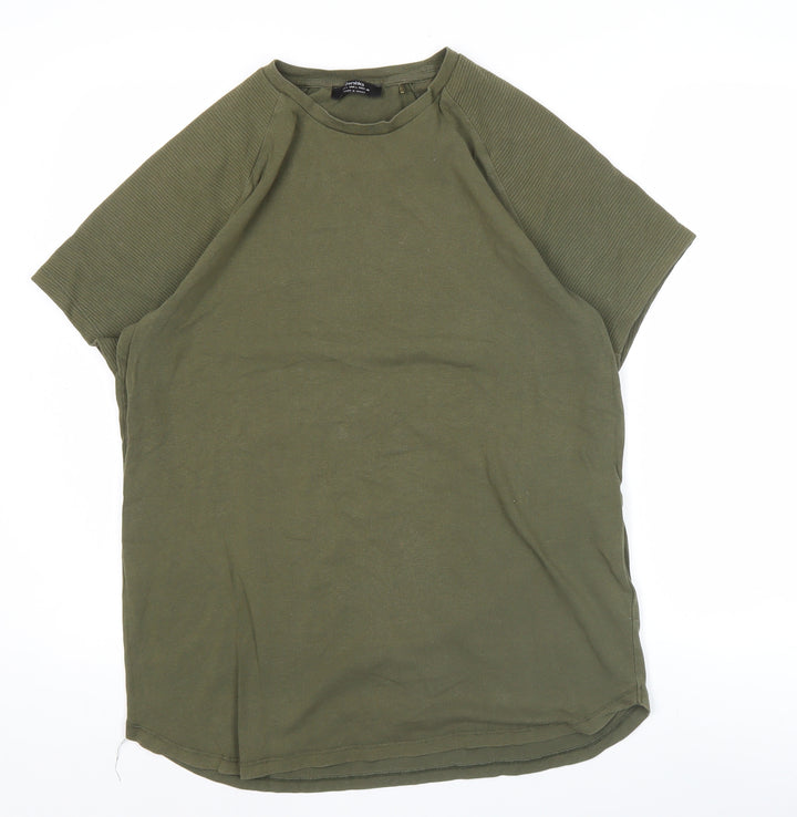 Bershka Men's Green L Crew Neck Short Sleeve T-Shirt