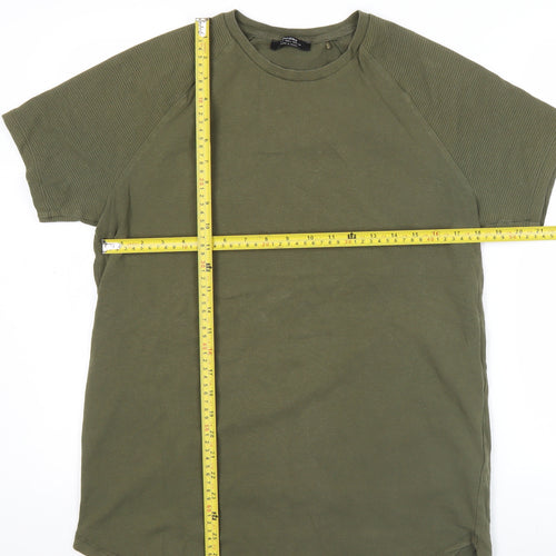 Bershka Men's Green L Crew Neck Short Sleeve T-Shirt