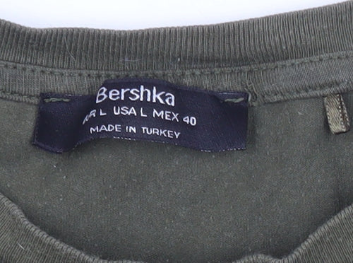 Bershka Men's Green L Crew Neck Short Sleeve T-Shirt