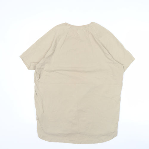 Bershka Men’s Beige Regular Fit Short Sleeve Cotton T-Shirt L
