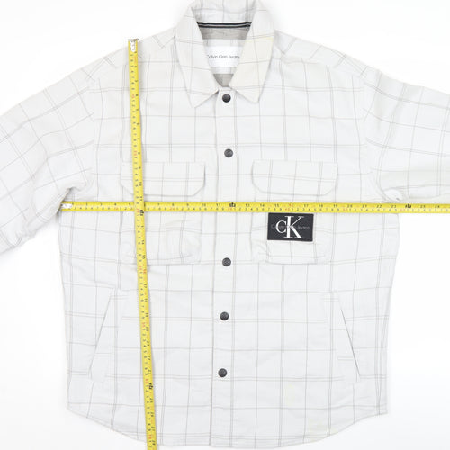 Calvin Klein Jeans Men's White Check Cotton Jacket Size S