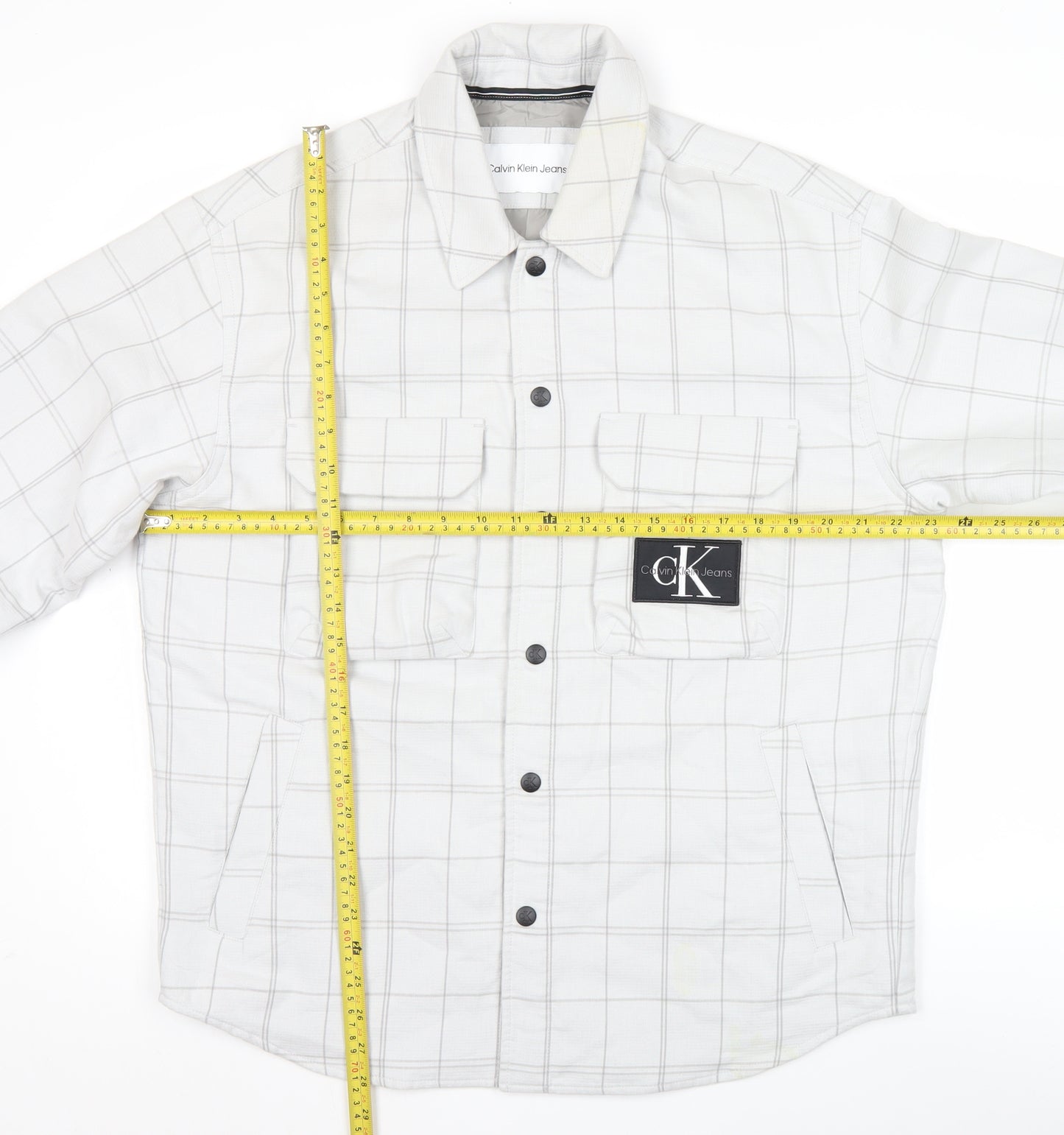 Calvin Klein Jeans Men's White Check Cotton Jacket Size S
