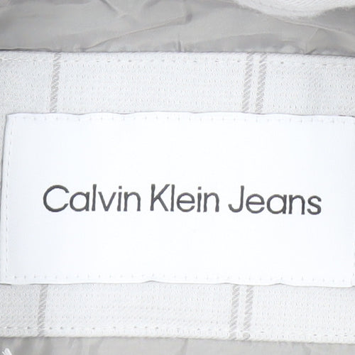 Calvin Klein Jeans Men's White Check Cotton Jacket Size S