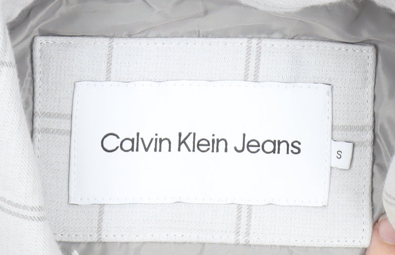 Calvin Klein Jeans Men's White Check Cotton Jacket Size S