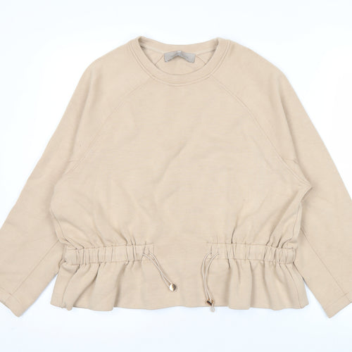 Paul Costelloe Living Women’s Beige Sweatshirt Size 12 Drawstring Hem
