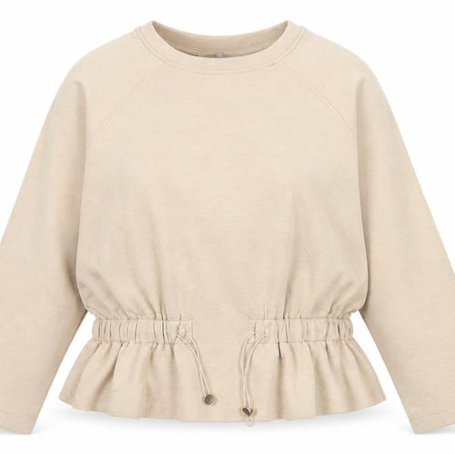 Paul Costelloe Living Women’s Beige Sweatshirt Size 12 Drawstring Hem