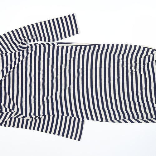 Oasis Women’s Blue Striped Bodycon Dress L Long Sleeve Knee Length