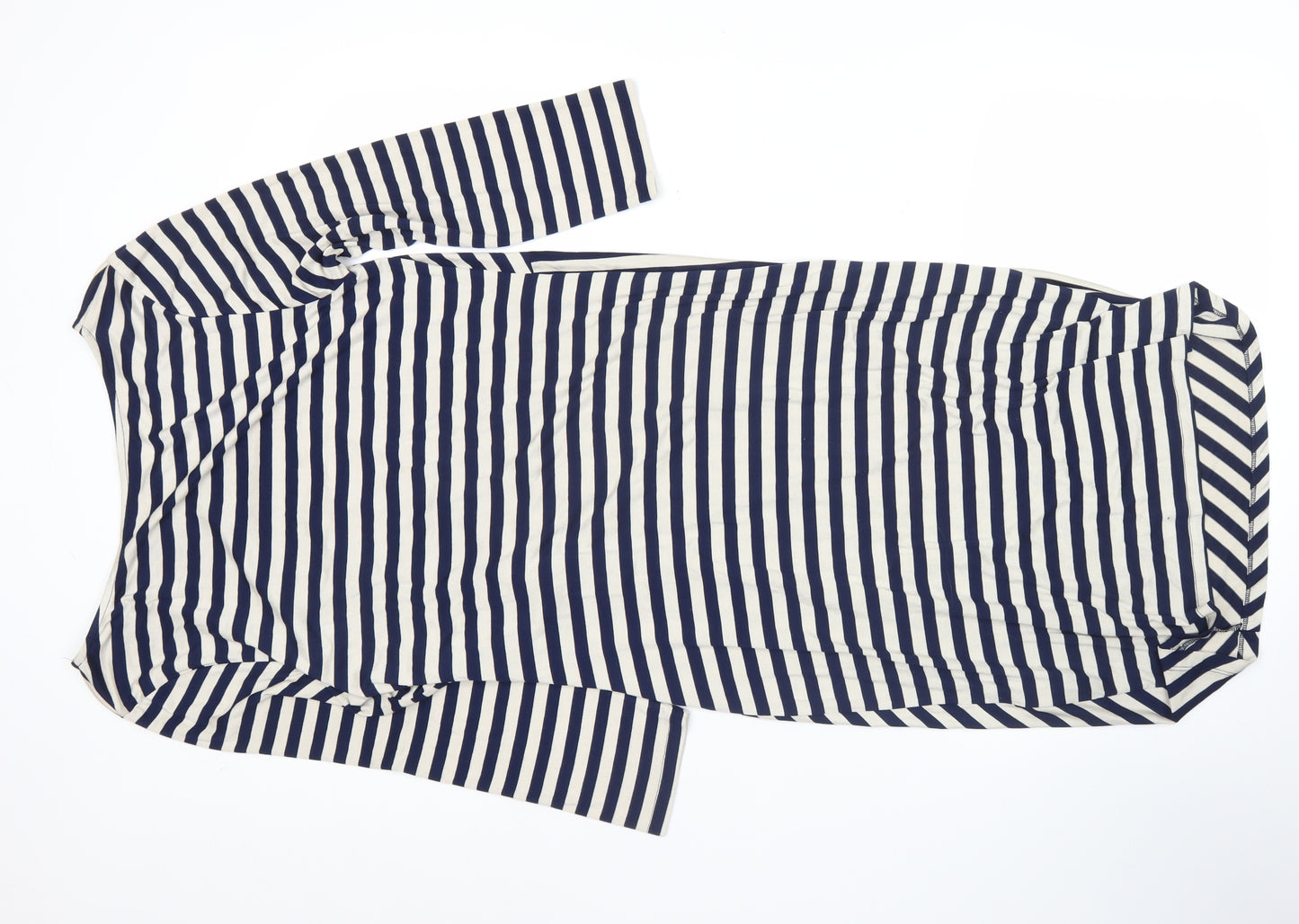Oasis Women’s Blue Striped Bodycon Dress L Long Sleeve Knee Length