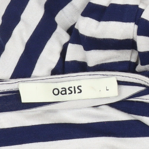 Oasis Women’s Blue Striped Bodycon Dress L Long Sleeve Knee Length