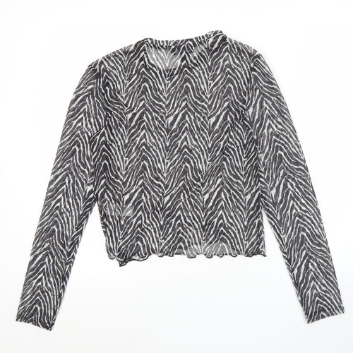 Primark Women’s Black Animal Print Mesh Blouse Size S UK 10/12