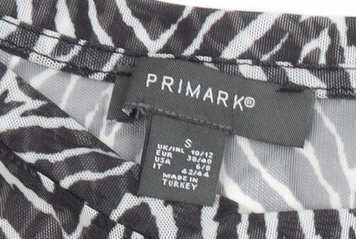 Primark Women’s Black Animal Print Mesh Blouse Size S UK 10/12