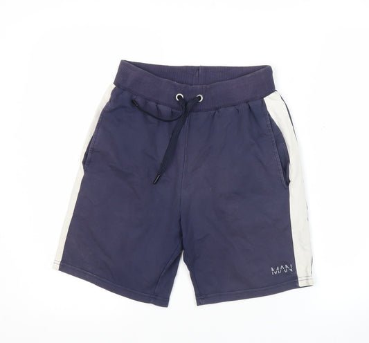 BoohooMAN Men’s Blue XS Athletic Jersey Shorts with Drawstring