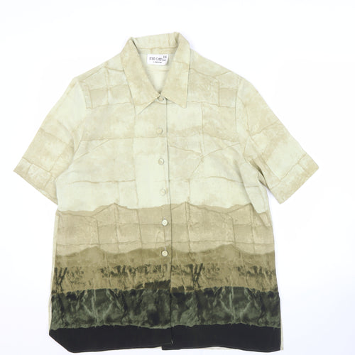 Eye Catch London Women's Beige Green Button-Up Shirt Size 16