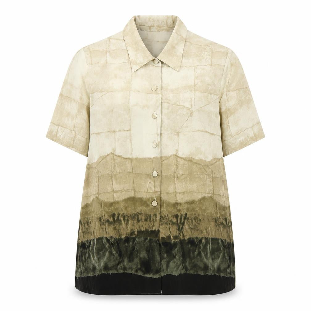 Eye Catch London Women's Beige Green Button-Up Shirt Size 16