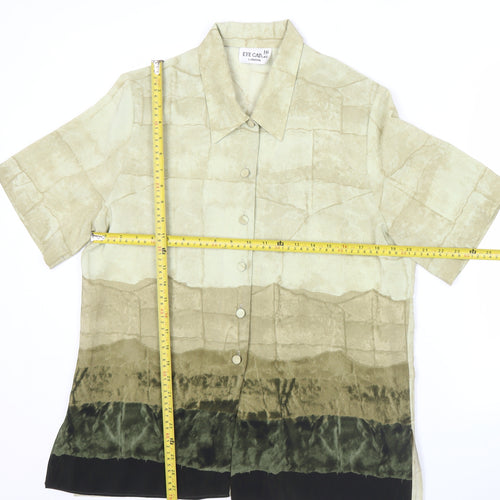 Eye Catch London Women's Beige Green Button-Up Shirt Size 16
