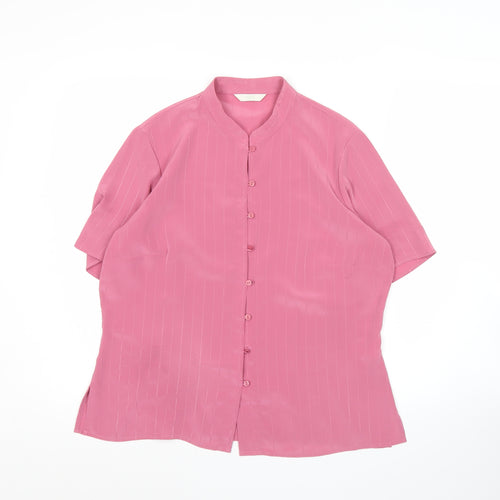 Marks and Spencer Women’s Pink Button-Up Shirt UK 14 Short Sleeve