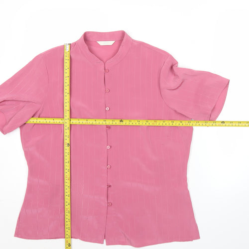 Marks and Spencer Women’s Pink Button-Up Shirt UK 14 Short Sleeve