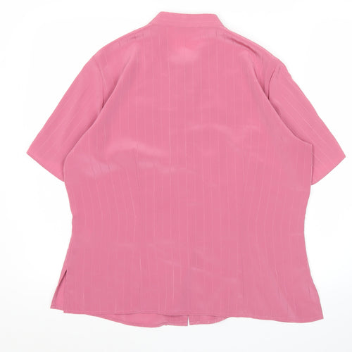Marks and Spencer Women’s Pink Button-Up Shirt UK 14 Short Sleeve