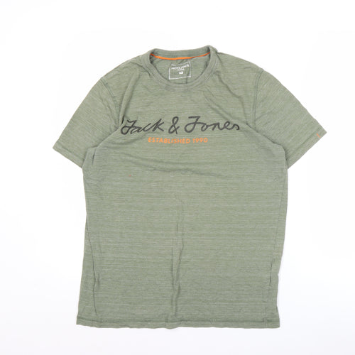 Jack & Jones Men's Green Graphic Logo T-Shirt Size M