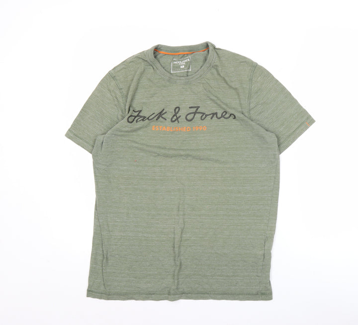 Jack & Jones Men's Green Graphic Logo T-Shirt Size M