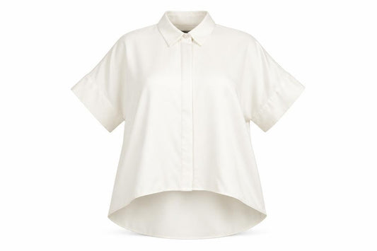 Front view of Alice + Olivia Women White XS Collared Button-Up Tunic Shirt Satin