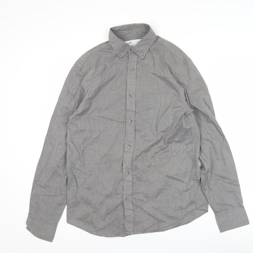Old Navy Men’s Grey Slim Fit Long Sleeve Button-Up Shirt Size S