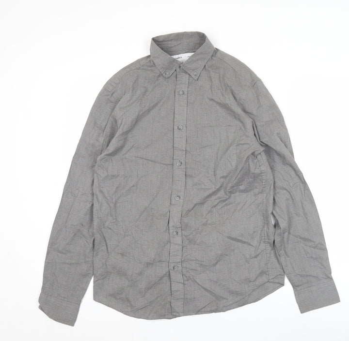 Old Navy Men’s Grey Slim Fit Long Sleeve Button-Up Shirt Size S