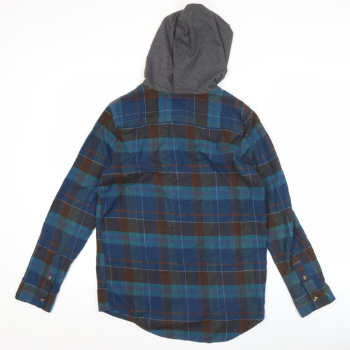 Art Class Teens Multicoloured Plaid Flannel Hooded Button-Up Shirt L