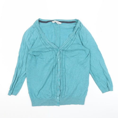 Fat Face Women’s Blue Cotton Cardigan Size 8 V-Neck Long Sleeve