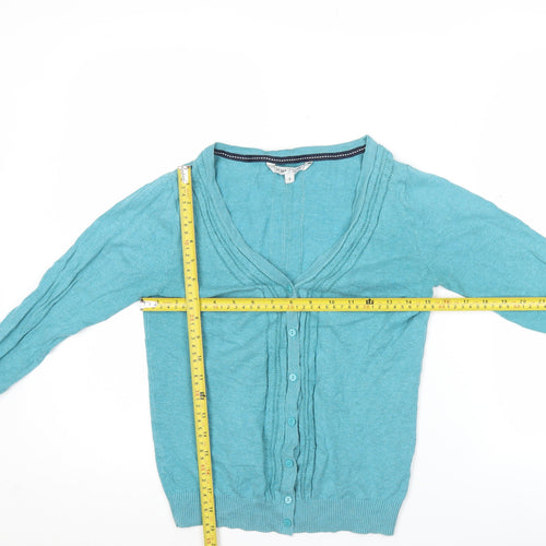 Fat Face Women’s Blue Cotton Cardigan Size 8 V-Neck Long Sleeve