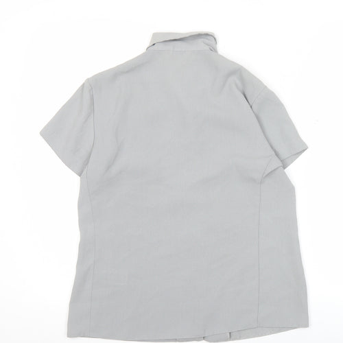 Berkertex Women’s Grey Size 10 Petite Button-Up Short Sleeve Blouse