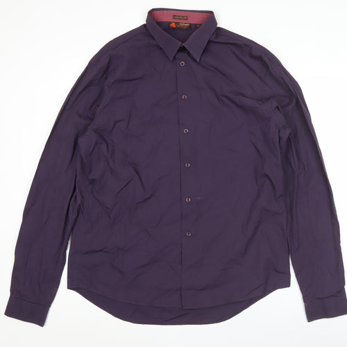 Topman Men’s Purple Slim Fit Cotton Long Sleeve Button-Up Shirt XL