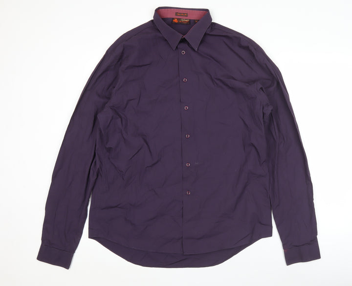 Topman Men’s Purple Slim Fit Cotton Long Sleeve Button-Up Shirt XL