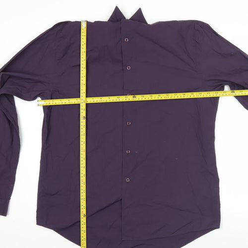 Topman Men’s Purple Slim Fit Cotton Long Sleeve Button-Up Shirt XL