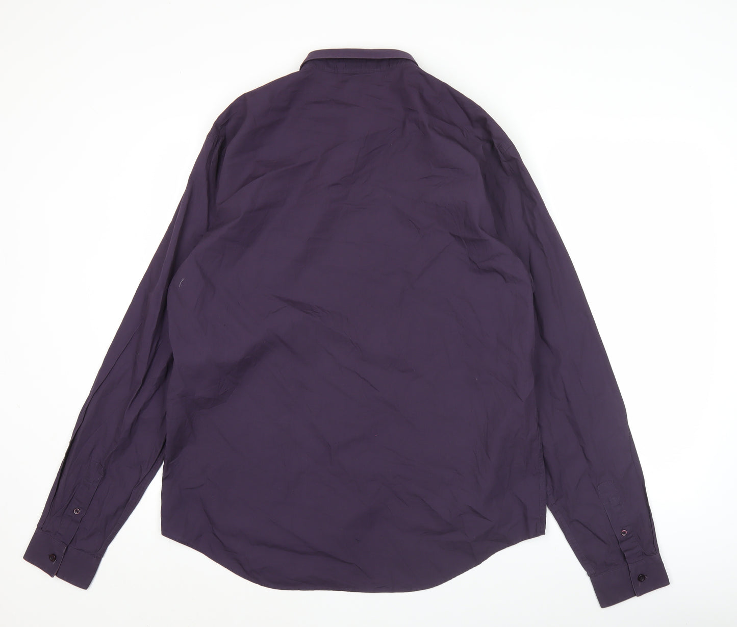 Topman Men’s Purple Slim Fit Cotton Long Sleeve Button-Up Shirt XL