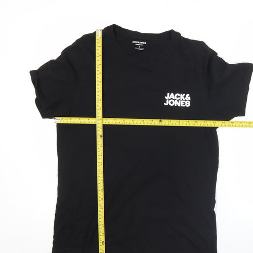 Jack & Jones Men's Black Small Crew Neck Cotton T-Shirt