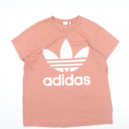 Adidas Womens Pink T-Shirt L Short Sleeve 100% Cotton Casual