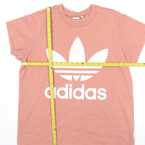 Adidas Womens Pink T-Shirt L Short Sleeve 100% Cotton Casual