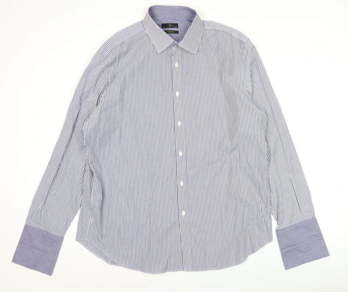 Jasper Conran Men’s Blue Striped Dress Shirt 18” Collar Classic Fit