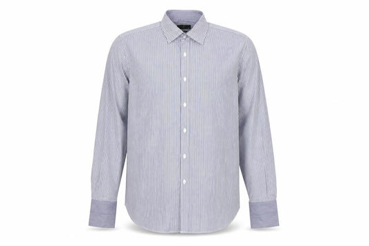 Jasper Conran Men’s Blue Striped Dress Shirt 18” Collar Classic Fit