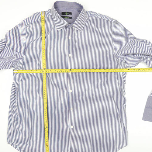 Jasper Conran Men’s Blue Striped Dress Shirt 18” Collar Classic Fit