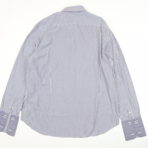 Jasper Conran Men’s Blue Striped Dress Shirt 18” Collar Classic Fit